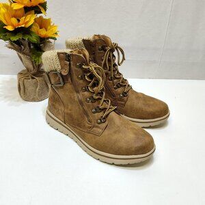 Cliffs White Mountain Ankle Boots Hearty Women's 10M Rustic Lace Up Side Zipper